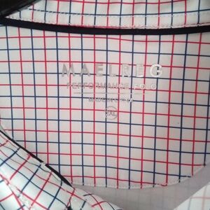 MAELREG Performance Polo Shirt Mens 2XL Red Blue Grid Golf Casual Short Sleeve